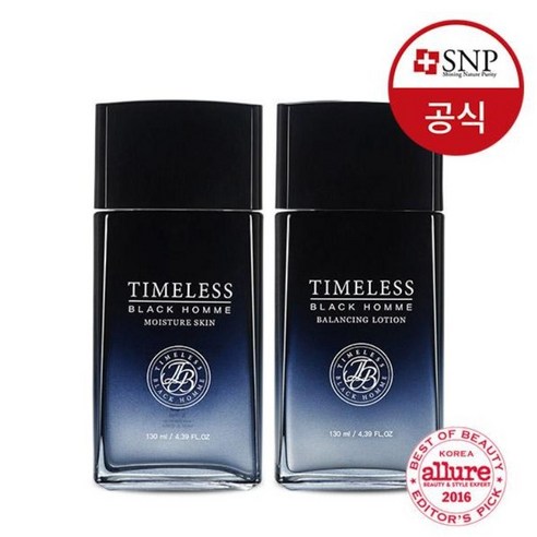SNP 에스엔피 타임리스 블랙 옴므 밸런싱 로션 130ml+ 모이스처 스킨 130ml, 1개
