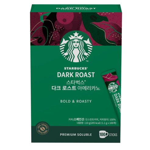 스타벅스 다크 로스트 아메리카노 스틱 원두커피믹스, 1.1g, 10개입, 1개