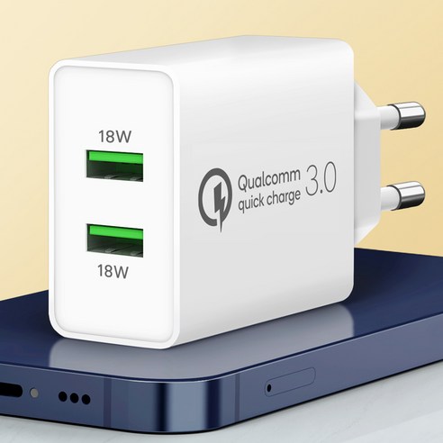 홈플래닛 퀄컴공식인증 QC3.0 36와트 고속충전기 (18W+18W 동시 사용), 블랙, 1개