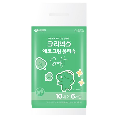 크리넥스 에코그린 소프트 리틀카카오프렌즈 물티슈, 1세트