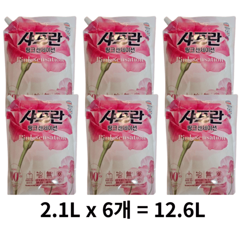 샤프란 시어버터 섬유유연제 핑크 센세이션 로즈 리필형, 3개, 12.6L