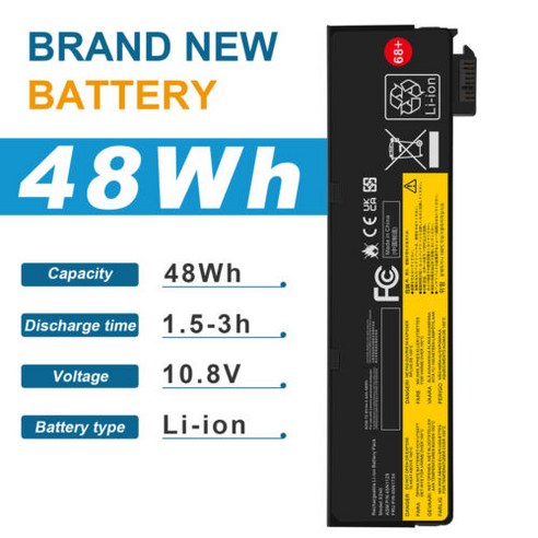 68+ 교체 배터리 for 레노버 씽크패드 X240 X250 X260 X270 T440 T450 T460, ThinkPad L470_48Wh/6 Cells