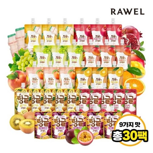 [30팩] 팅글 곤약젤리 12가지맛(복숭아 머스캣 애플망고 감귤 석류 리치 후르츠 등), 30개, 4-2. 머스캣+패션후르츠+골드키위