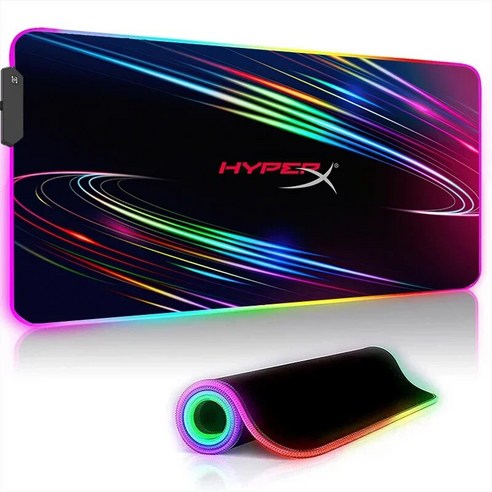 장패드 마우스 HyperX Deskmat Led 대형 패드 Rgb 컴퓨터 액세서리 게임 매트 데스크 확장 데스크탑 애니메이션 사무실 Xxl Pc, 55)HC004547  RGB350x900x3mm