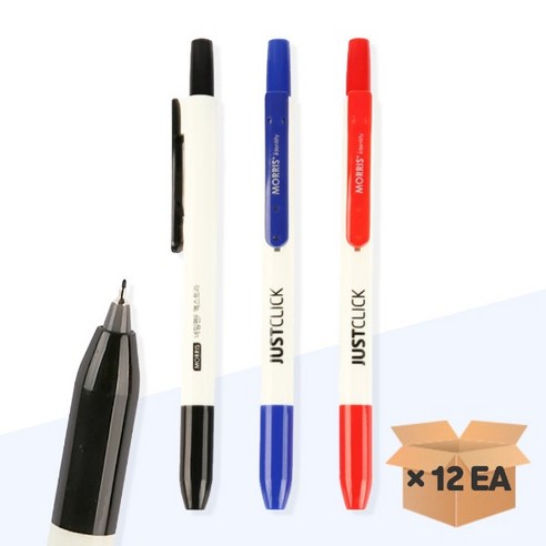 MORRIS) JUSTCLICK 네임펜 F Extra 12자루 저스트클릭, 블루