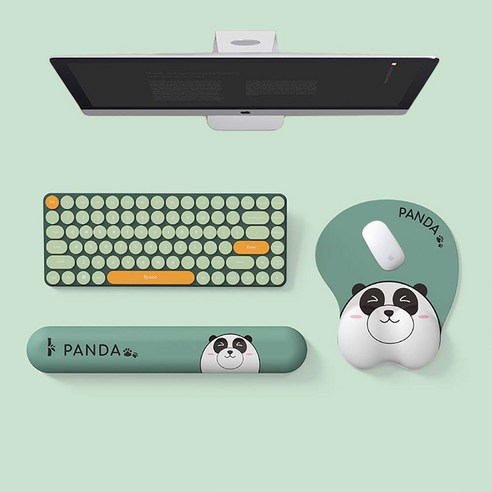 스포트라이트 판다 PANDA 키보드 손목받침대 손목보호 마우스 패드 팜레스트 2in1 세트, 1개