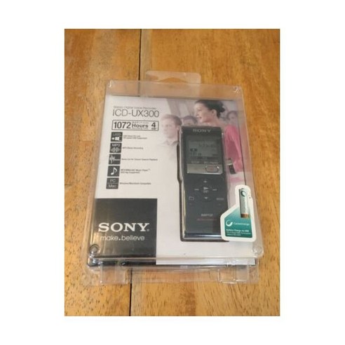 소니 녹음기 ICD-UX300 4GB 플래시 메모리 디지털 보이스 레코더(블랙) New Sealed