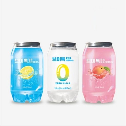 브이톡 3종 18캔(블루레몬에이드 핑크복숭아 제로레몬 각 6캔), 350ml, 18개
