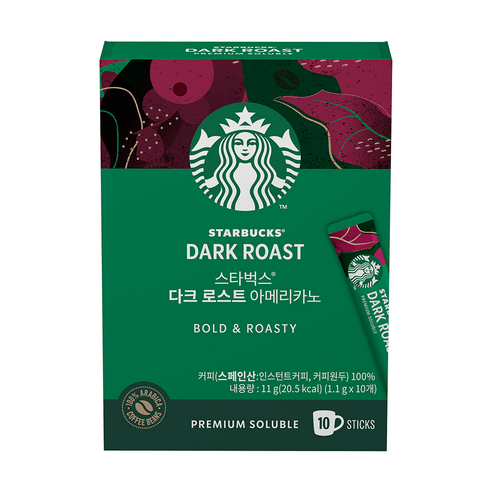 스타벅스 다크 로스트 아메리카노 스틱 원두커피믹스, 1.1g, 10개입, 1개