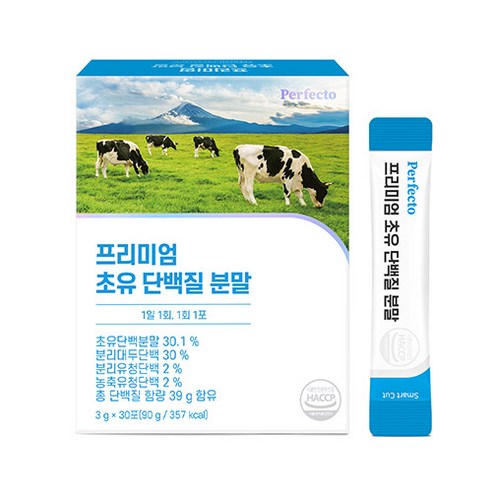 퍼펙토 프리미엄 초유 단백질 분말 스틱, 90g, 6개
