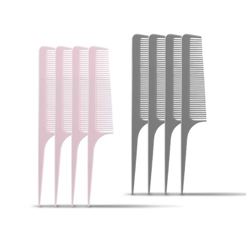 글로스앤글로우 포켓 미니 꼬리빗 2종 x 4p 세트, 핑크, 그레이, 1세트