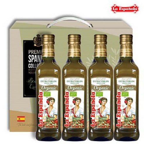 에스파놀라 유기농 올리브유 500ml x 2병 선물세트 + 쇼핑백, 2개
