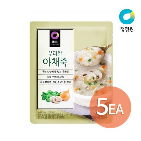 청정원 우리쌀 야채죽 60g x 5, 5개