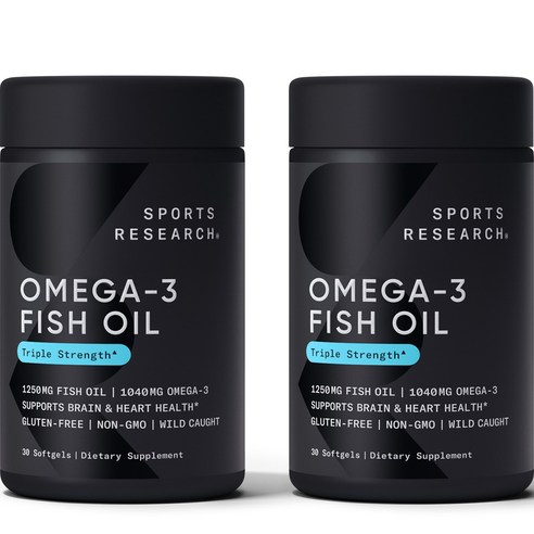Sports Research 스포츠리서치 Omega-3 Fish Oil 오메가-3 Triple Strength 1 250 mg, 180정, 1개