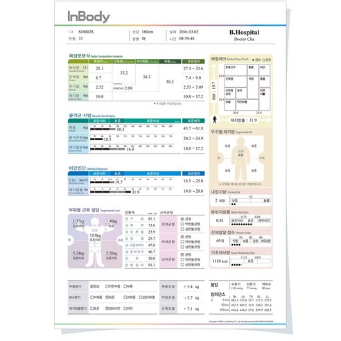 인바디 J30 용지 결과지 종이 프린트 출력표 500매, 4.소아용 결과지(블루B) 500매