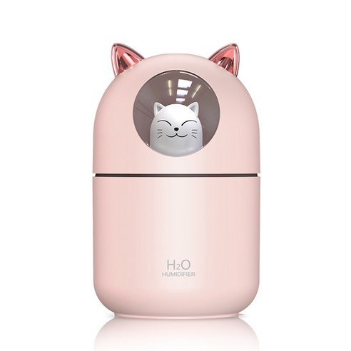 야옹이 가습기 애완 고양이 300ml 대용량 미니가습기 USB 가습기 무드등 필터 5개포함 KC인증 대량구매, 화이트+화이트+민트