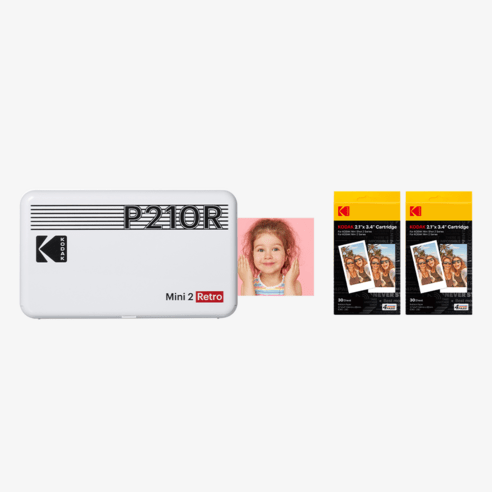 코닥 미니 2 레트로 포토프린터 사진인화기 + 카트리지 68매 번들, P210R, Black