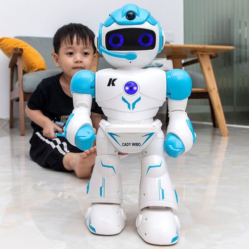 원격제어 AI 움직이는 로봇 장난감 변신 무선 RC 선물, K19 블루, 1개