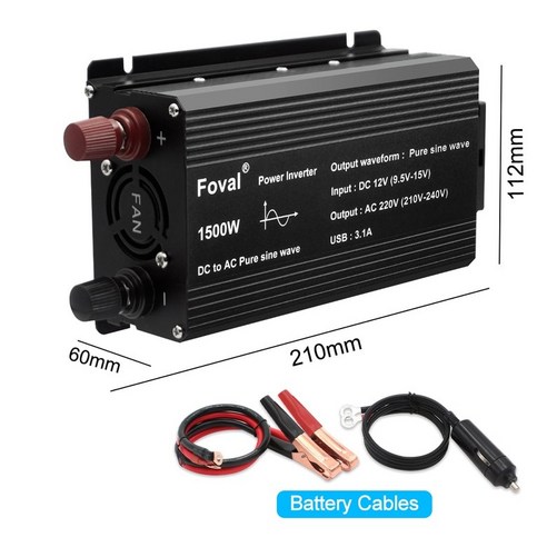 스마트 차량용인버터 소형 12v 24v 220v 1500W 순수 사인파 DC 12V/24V 60Hz 50Hz AC 220V LED 디스플레이 전압 변압기 변환기 태양광 인버터, [02] 1500W 60Hz Universal, 1개