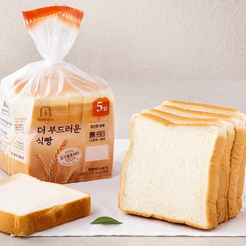 델리팜 더 부드러운 식빵 5입, 2개, 380g