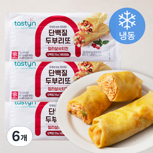 테이스틴 단백질 두부리또 칠리살사치킨 (냉동), 130g, 6개