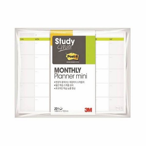 3M 포스트잍 스터디메이트 먼슬리 플래너, 화이트, 1개
