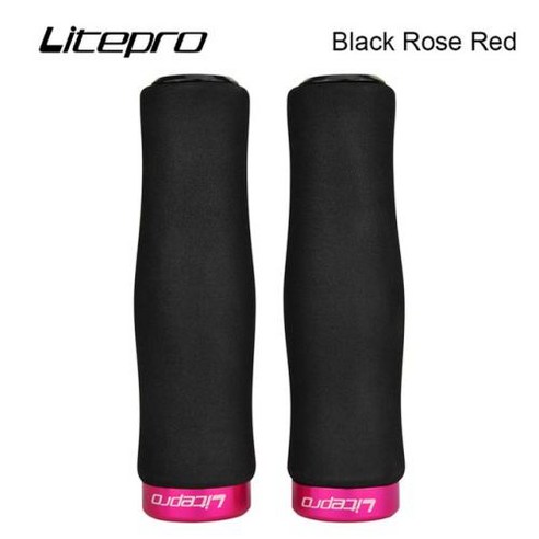 핸들그립 Litepro 초경량 싱글 사이드 잠금 스폰지 핸드그립 MTB 산악 자전거 접이식 그립 바 74g, 10) black rose red
