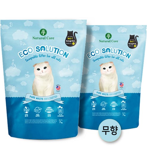 네츄럴코어 고양이모래 퓨어화이트7kg 무향, 7L, 7kg, 2개