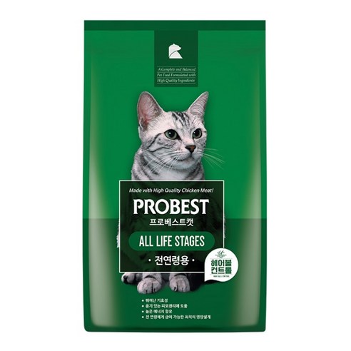 프로베스트 캣 전연령 고양이 사료, 헤어볼예방, 5kg, 3개