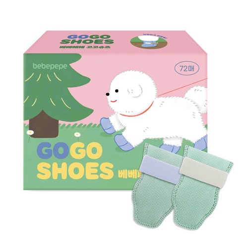 베베페페 강아지 고고슈즈 일회용 산책 신발 72p, 그레이, 1개