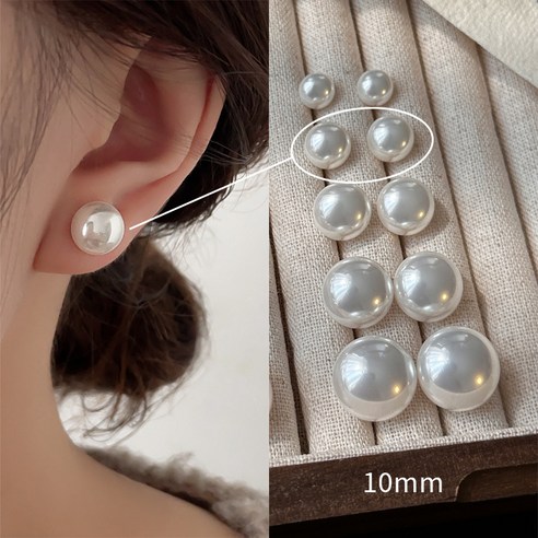 Yanrz 8mm 10mm 14mm 진주 귀걸이 여자 S925 순은 귀걸이 24cy526