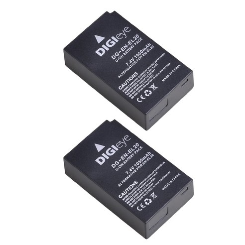 Nikon Coolpix P1000 EN-EL20 1 J1 J2 J3 S1 V3 AW1 a용 1050mAh EN-EL20A 배터리, 2)2 battery, 1개