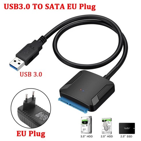 플로피디스크 구동기 USB 30 to SATA 어댑터 컨버터 케이블 외장 HDD SSD 변환 USB30 C타입 III 하드 드라이브 25 인치 35, 3.With US Plug 45cm, 3.With US Plug 45cm