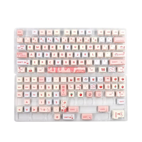 133 키 염료 승화 키 캡 세트를위한 XDA PBT 키 캡 크림 딸기 테마