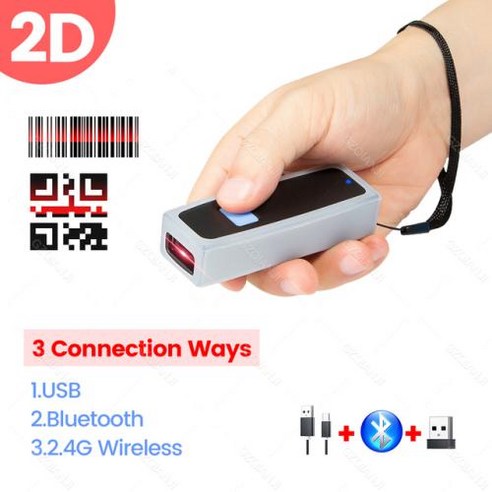 무선 QR 2D USB 무선 지지대 24G 유선 휴대용 휴대폰 바코드 리더 1D 아이패드 스캐너 미니 블루투스, 2) B Model