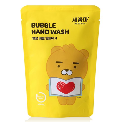 온더바디 세이프프렌즈 버블 항균 핸드워시 리틀라이언 파우더향 리필, 400ml, 4개