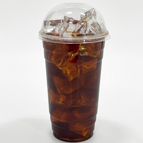 투고팩 투명 PET 아이스컵 + 돔형뚜껑 세트, 670ml, 50개, 1세트
