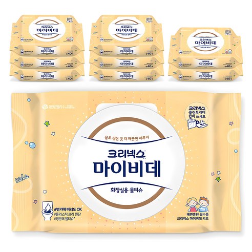 크리넥스 키즈 마이비데티슈 캡형, 40매, 3개