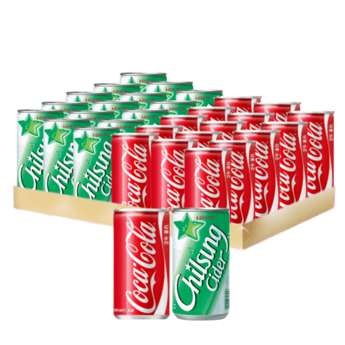 코카콜라 칠성사이다 190ml 2종 30캔 세트, 30개