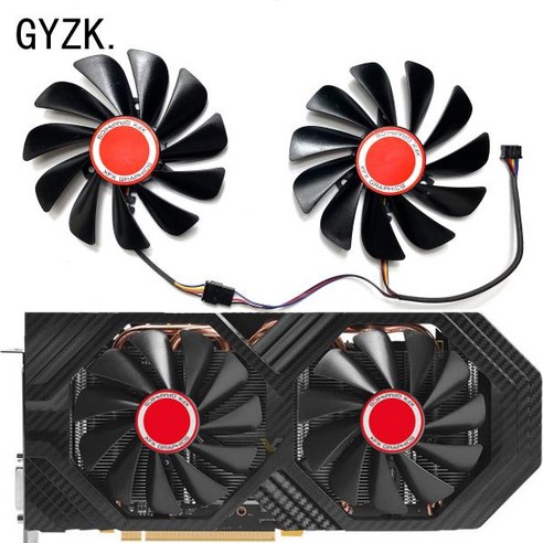 블랙 울프 버전 그래픽 카드 교체 팬 XFX Radeon RX580 588 590 GME 8GB CF1010U12S, 01 a pair of fans, 1)a pair of fans