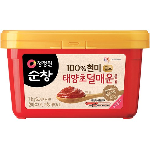 청정원순창 100% 현미 골드 태양초 덜매운 고추장, 1kg, 8개