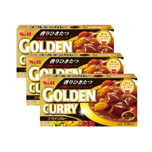 s&b 골든카레 매운맛 x 5개 일본카레 에스비 고형카레 커리 일본식 고체카레 만들기 재료, 220g