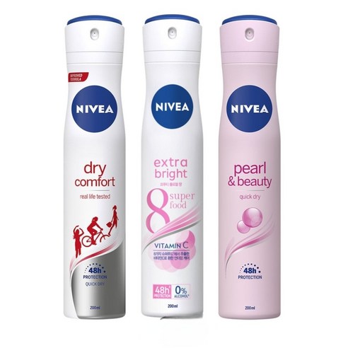 데오드란트 /뽀송뽀송 /니베아 스프레이형, 브라이트, 1개, 200ml