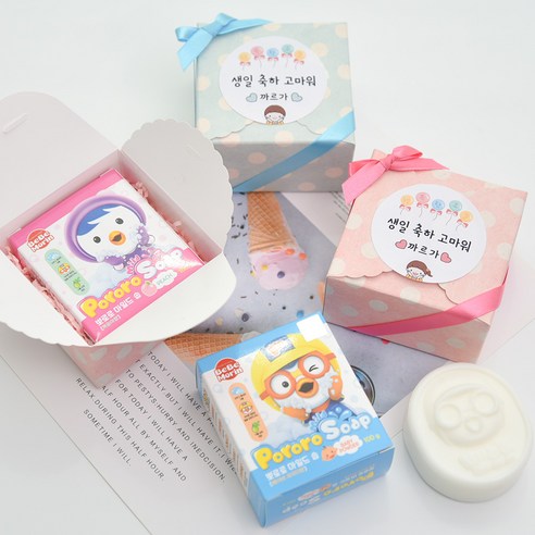 (10+1) 뽀로로 비누 유치원 어린이집 생일 졸업 수료 입학 답례품 구디백 선물, 파우더향(땡땡하늘+리본), 간식추가O, 혼합색상
