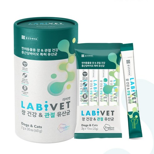 종근당 라비벳 유산균 강아지 고양이 장건강 관절 영양제 30P, 3개, 뼈/관절 강화