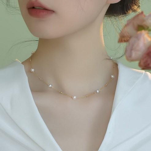 에스썸 14K 도금 담수 진주 목걸이