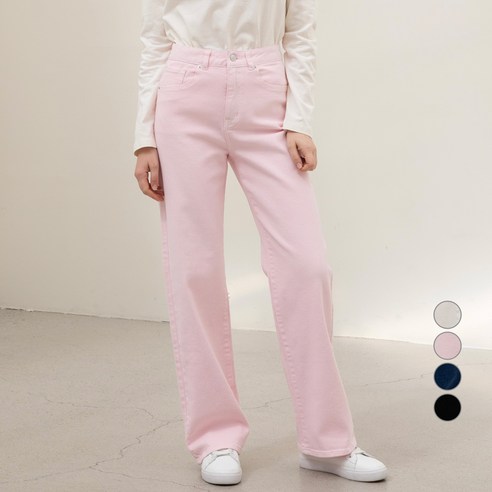 ELLE PARIS 스트레이트핏 롱 데님 팬츠