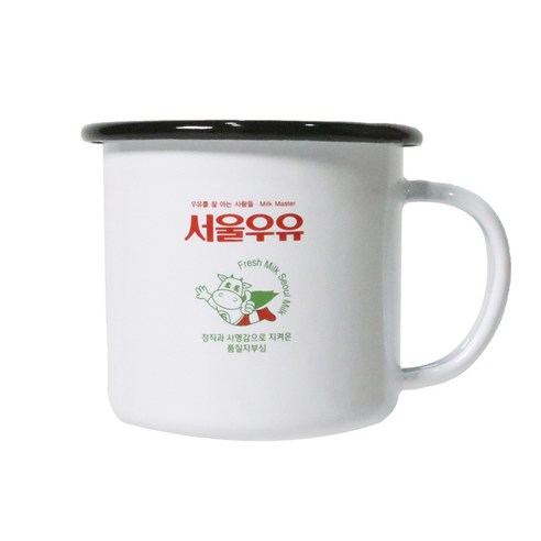 서울우유 레트로 법랑 캠핑 머그컵 350ml, 쵸코드랍, 1개
