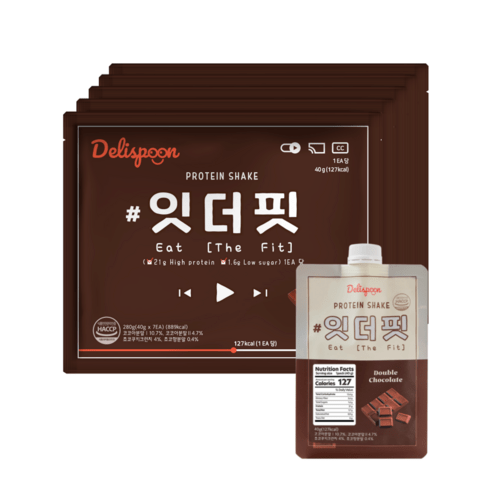 델리스푼 단백질 쉐이크 잇더핏 5주플랜 (더블초코맛 35개입), 5개, 280g