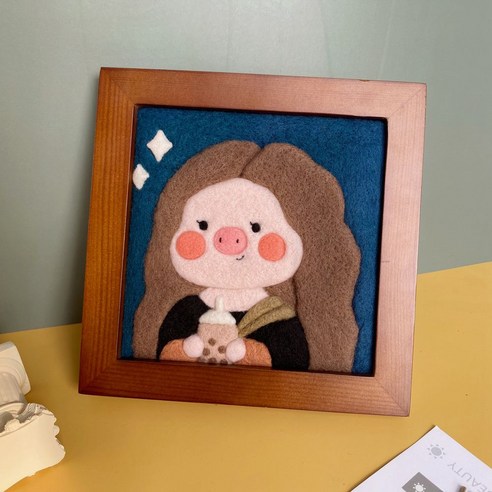 양모펠트 인형 만들기 걱정인형 초보자 니들펠트 취미 DIY 공예 데이트용 키트 펀치니들, 대길호랑이+액자